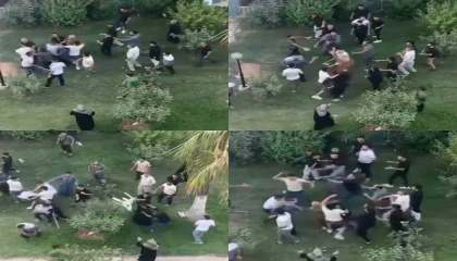 Mersinde iki grup arasında sopalı sandalyeli kavga: O anlar kamerada