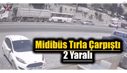 Midibüs, tırla çarpıştı: 2 yaralı