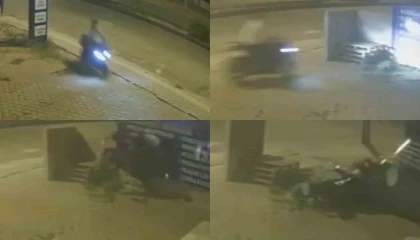 Motosikletli böyle kaza yaptı: O anlar kamerada