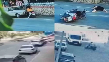 Otomobille motosikletlinin üzerinden geçti: O anlar kamerada