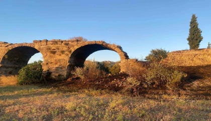 Tarihi Aspendos Su Kemerleri yakınında çıkan yangın korkuttu