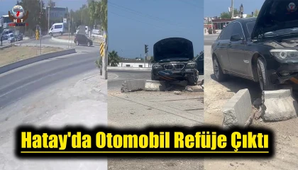 Araçla çarpışmamak için refüje çıktı