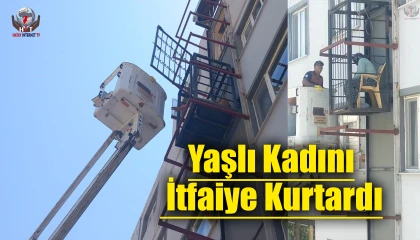 Binanın dışında bulunan asansörde mahsur kalan yaşlı kadını itfaiye kurtardı