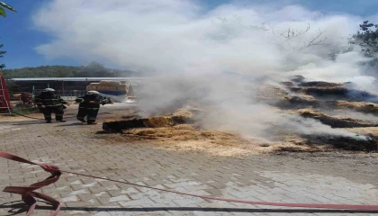 Burdurda çıkan yangında 250 saman balyası kül oldu