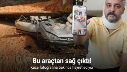 Hatay'da Kağıt gibi ezilen araçtan sağ kurtuldu