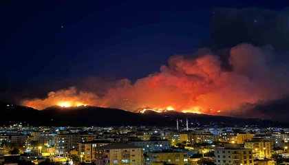 Hataydaki orman yangınında alevler gökyüzünü aydınlattı