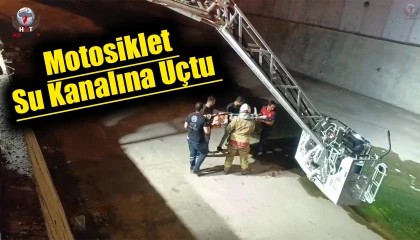 İskenderunda su kanalına uçan motosikletin sürücüsü yaralandı