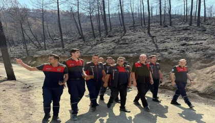 İtfaiye yetkilileri Antakyada orman yangının yaşandığı bölgede inceleme yaptı
