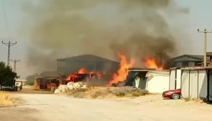 Kahramanmaraşta samanlık yangını