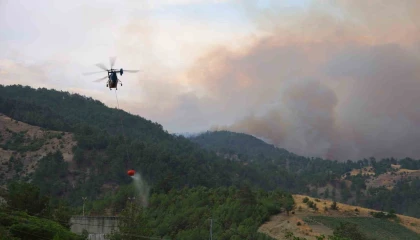 Kahramanmaraşta yangına havadan karadan müdahale sürüyor
