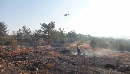 Mersindeki orman yangınına 3 helikopter ve arazözlerle müdahale ediliyor