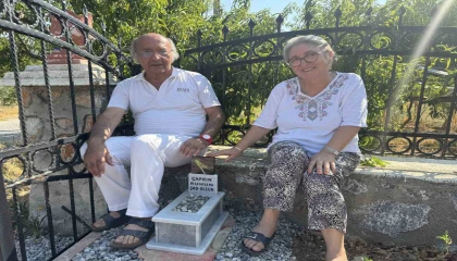 Ölen muhabbet kuşu için mermerden mezar yapıp gömdüler