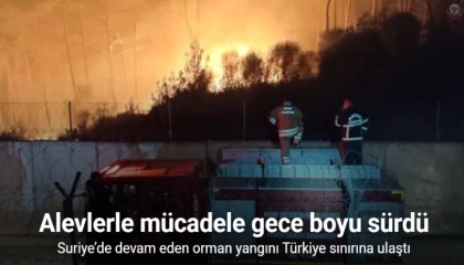 Suriye sınırında alevlerle mücadele gece karanlığında devam ediyor