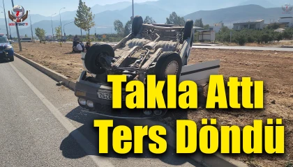 Takla atarak ters dönen otomobilin sürücüsü yaralandı