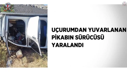 Uçurumdan yuvarlanan pikabın sürücüsü yaralandı