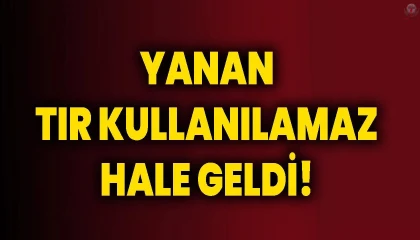 Alevlere teslim olan tır yanarak kullanılamaz hale geldi