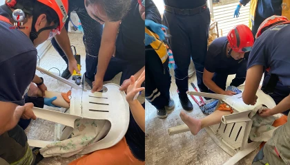 Ayağını sandalyeye sıkıştıran şahıs yaralandı