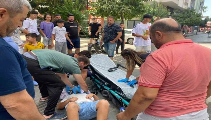 Devrilen elektrikli bisikletin sürücüsü çocuk yaralandı