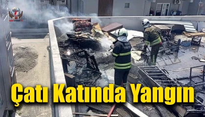 Dörtyolda binanın çatı katında yangın çıktı