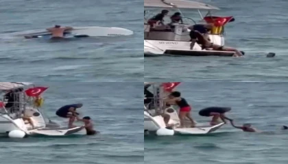 Mersinde 6 kişinin içinde olduğu tekne alabora oldu