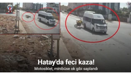 Motosiklet, minibüse ok gibi saplandı