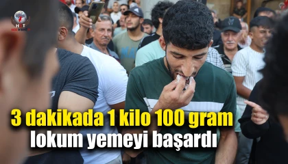 Ödülü alabilmek için 3 dakikada 1 kilo 100 gram lokum yemeyi başardı