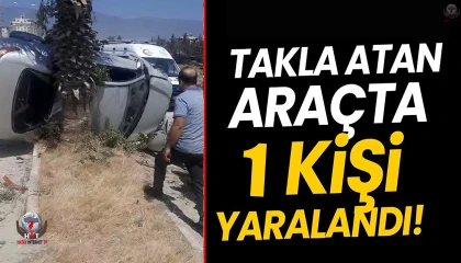 Takla atan otomobil ağaça çarparak durabildi