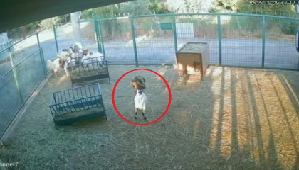 Yerdeki poşeti başına geçiren cüce keçi, diğer keçilerin kabusu oldu