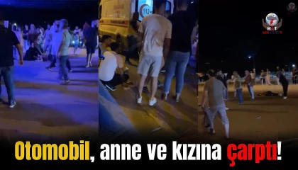 Yolun karşısına geçmeye çalışan anne ve kız çocuğuna otomobil çarptı