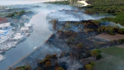 Antalya Aksuda yanan ormanlık alan havadan görüntülendi