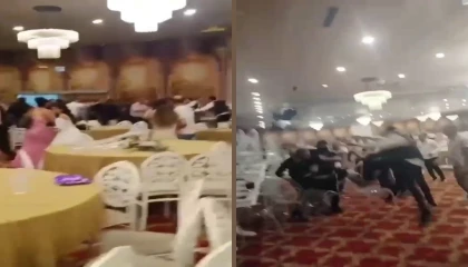 Düğünde uçan tekmeli kavga kamerada