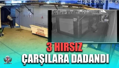 Hatay’da 3 hırsızın konteyner çarşıdaki dükkanlara girmeye çalıştığı anlar kamerada