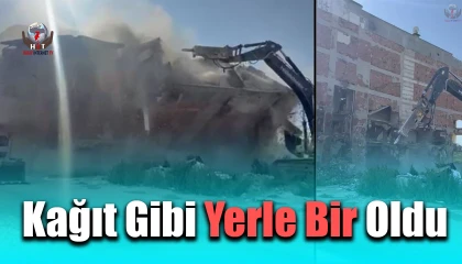 Hatay'da 6 katlı binanın kağıt gibi yerle bir olduğu anlar kamerada