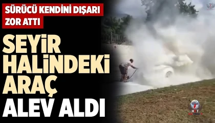 Hatayda seyir halindeki araç alev aldı
