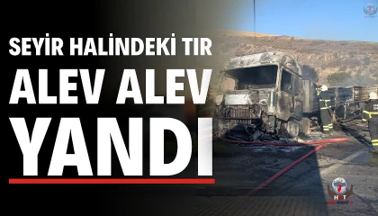 Hatayda seyir halindeki tır alev alev yandı