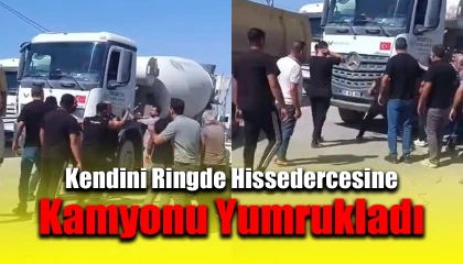 Kendini ringde hissedercesine kamyonu yumrukladı