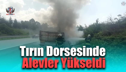 Seyir halindeki tırın dorsesinden alevler yükseldi