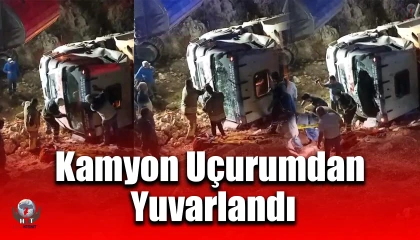 Sürücüsünün kontrolünü kaybettiği kamyon uçurumdan yuvarlandı