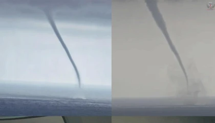 Akdenizde oluşan hortum kameraya yansıdı