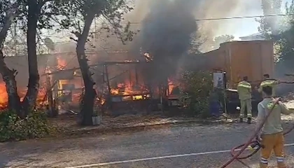 Antalyada terk edilmiş baraka alev topuna döndü