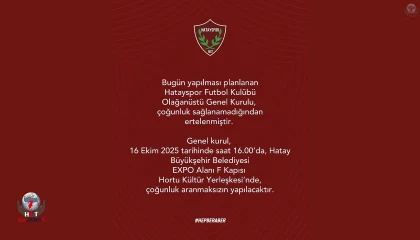 HATAYSPOR KONGRESİ 16 EKİM’E ERTELENDİ