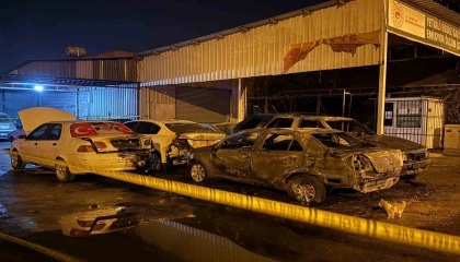 Mersinde sanayi sitesinde park halindeki 5 araç kundaklandı