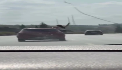 Otoyolda seyir halindeki cipte tehlikeli yolculuk