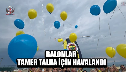 Sarı lacivertli balonlar kanseri yenen Fenerbahçeli Tamer Talha için gökyüzüne bırakıldı