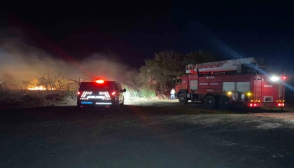 Serikte yol kenarındaki otluk alanda çıkan yangın korkuttu