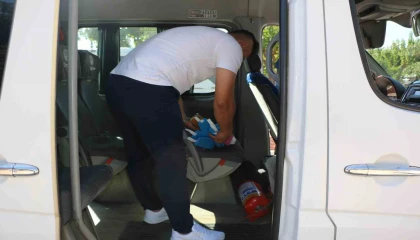 UKOME ekipleri servis araçlarını inceliyor