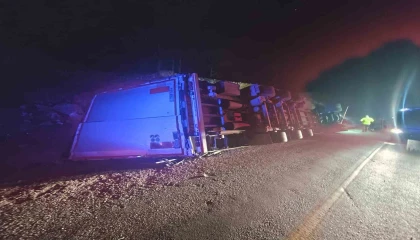 Devrilen tırın sürücüsü hayatını kaybetti