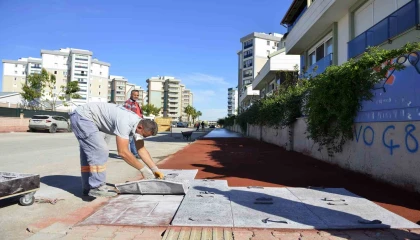 Güzelobada kaldırım çalışması tamamlandı