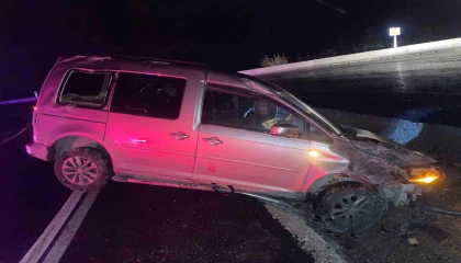 Kontrolden çıkan araç trafik levhalarına çarptı: 2 yaralı