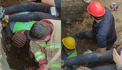 Şantiye alanında yaşanan göçükte mahsur kalan işçi kurtarıldı